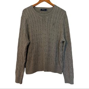 Polo Ralph Lauren Grey Cable Knit Pullover Crewneck Sweater Women's Large